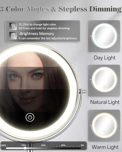 LED Makeup Mirror 30X Magnification, Rechargeable Vanity Mirror