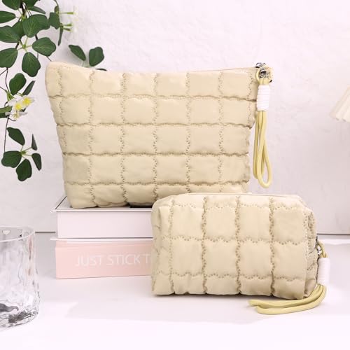 Richeart Checkered Makeup Bag - Travel Toiletry Pouch for Women