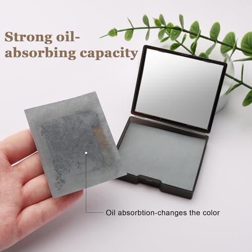 Oil Blotting Sheets for Face, 200 Sheets with Mirror & Puff