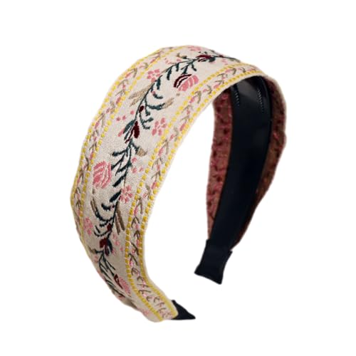 AK Embroidered Headbands Bohemian Retro Ethnic Style Knotted Floral Pattern Head Hoop Fashion Hair Accessories