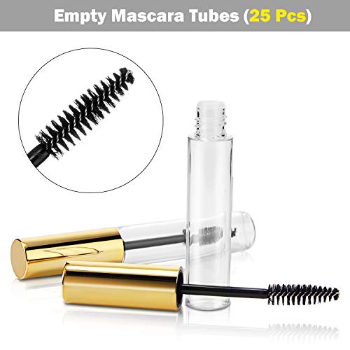25pcs 10ml Empty Mascara Tubes with Wand & Funnels Gold