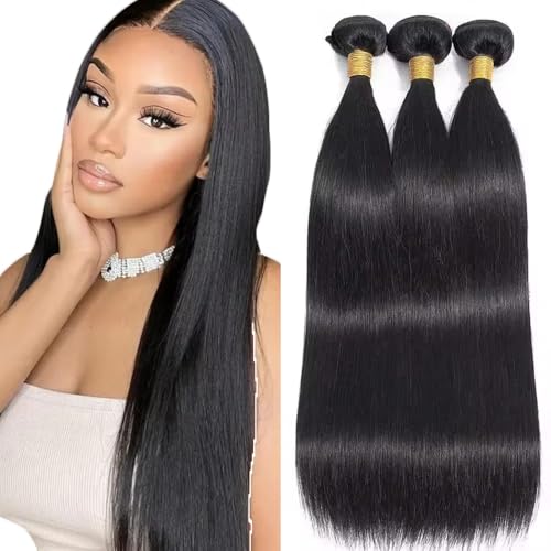 #1B Straight Human Hair Bundles - 18 Inch Brazilian Virgin Hair