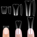 NOVO OVO Duck Nail Tips Full Cover Kit, Clear Soft Gel Flare Feet Nails Press On for Acrylic, Extra Short + Medium +Extra Long Full Cover (each1 box of 120 pcs) Flase Nail Tips