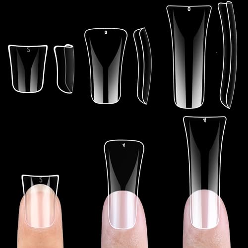 NOVO OVO Duck Nail Tips Full Cover Kit, Clear Soft Gel Flare Feet Nails Press On for Acrylic, Extra Short + Medium +Extra Long Full Cover (each1 box of 120 pcs) Flase Nail Tips