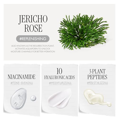Jericho Rose Biome Hydrating Facial Ampoule, Moisture-Replenishing Face Serum for Dry Skin, 10 Hyaluronic Acids & Peptides, Vegan K-Beauty, 1.69 fl oz (50 ml)