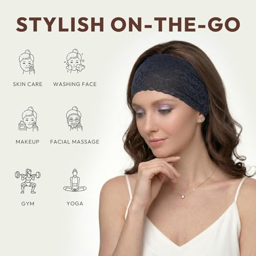 Aranya Dense Floral Lace Headbands 3-Pack - Classic Soft Breathable Hair Accessories