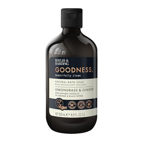 Baylis & Harding Goodness Lemongrass & Ginger Natural Bubble Bath 16.9 fl. oz (Pack of 3) - Biodegradable Formula - Vegan Friendly