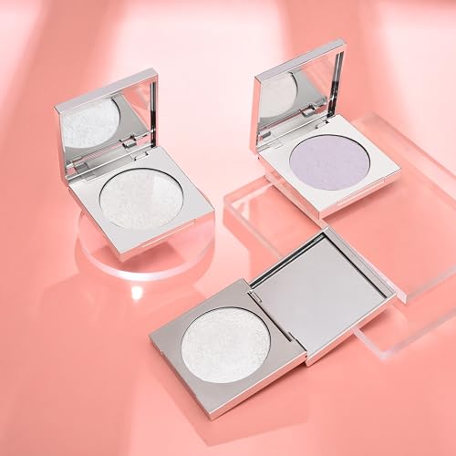 Cream Highlighter Palette with Built-in Mirror | Silver White