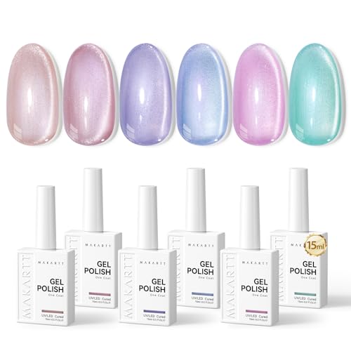 Makartt Cat Eye Gel Nail Polish Set - 6 Colors, 15ML
