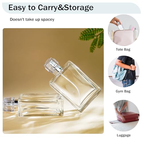 YU FENG Refillable Perfume Spray Bottles 100ml - 2 Pack Clear Glass