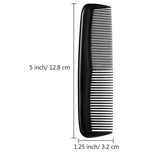 Pocket Hair Combs Set - Fine Tooth Hairbrushes in Black, 12 Pieces