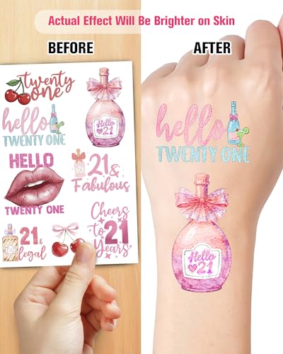 180Pc 21st Birthday Temporary Tattoos - Hypoallergenic Party Favors