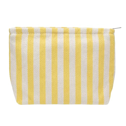Slim Flat Makeup Bag for Women - Canvas-Lined Cosmetic Pouch