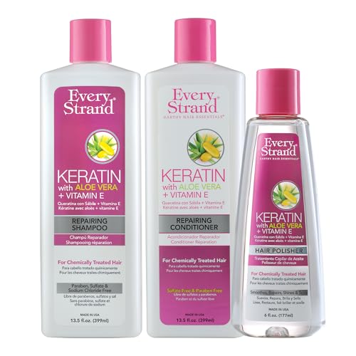 Every Strand Keratin Shampoo Conditioner Set with Hair Polisher