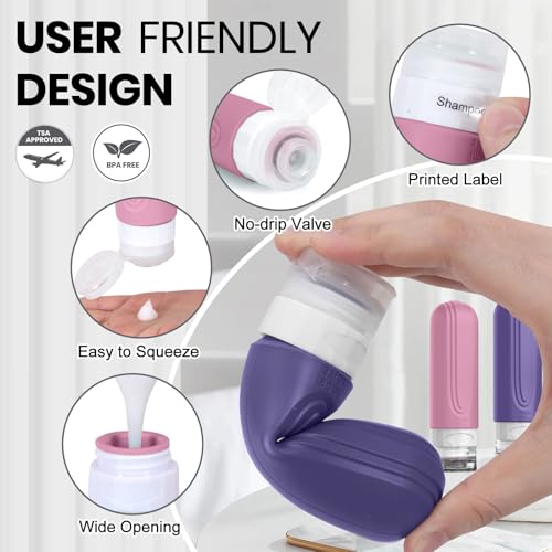 TSA Approved Travel Bottles Set - 8 Pack Silicone Containers