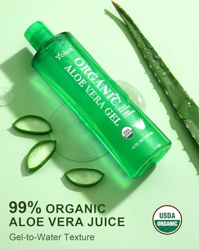 Yoken Organic Aloe Vera Gel 12oz | 99% Pure USDA Certified