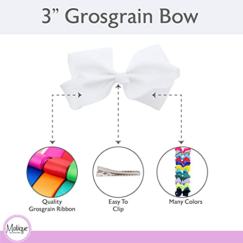 3 Inch Grosgrain Hair Bow Clips for Girls - Set of 2