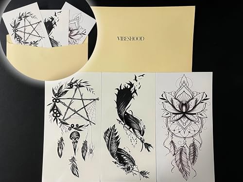 Dreamcatcher Feather Temporary Tattoos - 3 Sheets Waterproof