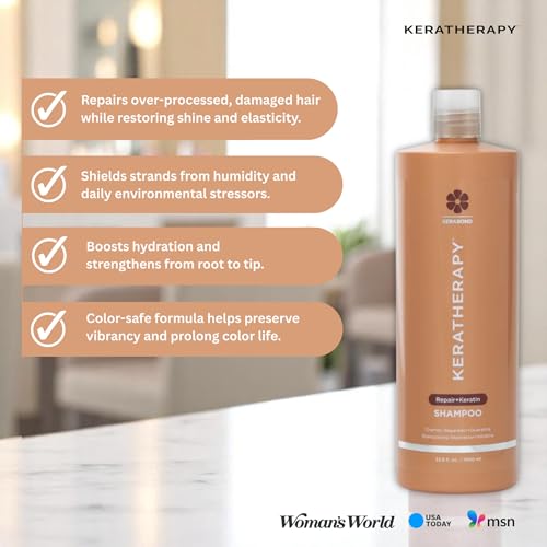 KERATHERAPY Keratin Infused KeratinFIXX Repair Shampoo, 33.8 fl. oz., 1000 ml - Repair Shampoo for Dry, Damaged or Frizzy Hair with Caviar Extract, Argan Oil & Kerabond Technology to Repair Breakage