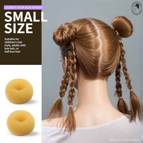 Teenitor Hair Bun Maker Set, 7 Pieces Bun Donuts for Hair(1 Extra-Large, 2 Large, 2 Medium, 2 Small), 5 Elastic Bands, 20 Hair Pins, Gold