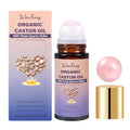 Organic Castor Oil Roll On with Rose Quartz Roller Ball - WenFeng, 50ml