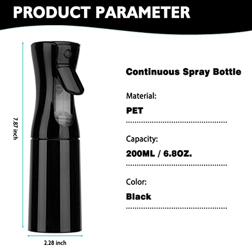 Zuhose 200ml Black Spray Bottle for Hair, Plants, Skin Care & Cleaning