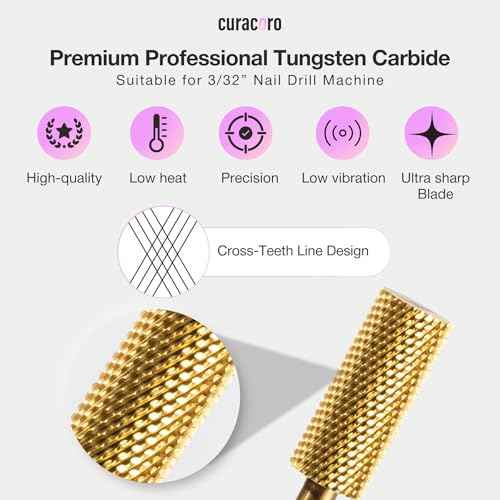 Curacoro Nail Drill Bits 3/32'' - Small Barrel Carbide Bit (Fine) for Professional Finish, Gently Remove, Buff & Polish Gel Nails, Nail Art Pedicure Manicure Salon & Home