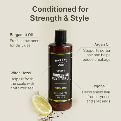 Barrel & Oak Coffee & Citrus Body Care Set, Caffeinated Face Wash, Shampoo and Conditioner Set for Men, Refreshing Grooming Kit, Vegan Gifts for Men, 3-Pack