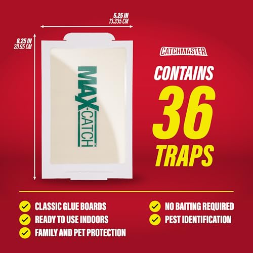 Catchmaster Max-Catch Glue Traps 36-Pack - Mouse & Insect Sticky Boards