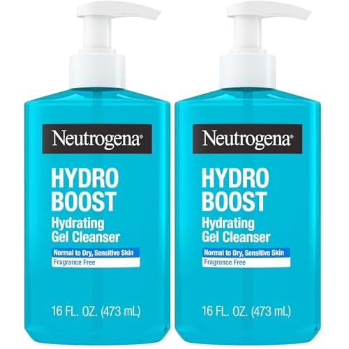 Neutrogena Hydro Boost Face Wash,Fragrance Free,Hydrating Facial Cleanser with Hyaluronic Acid,Daily Foaming Face Wash & Makeup Remover,Hypoallergenic Gel Cleanser,16 fl. oz,(Pack of 2)