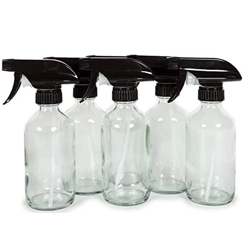 Vivaplex, 6, Large, 8 oz, Empty, Clear, Glass Spray Bottles with Black Trigger Sprayers (Pack of 2)