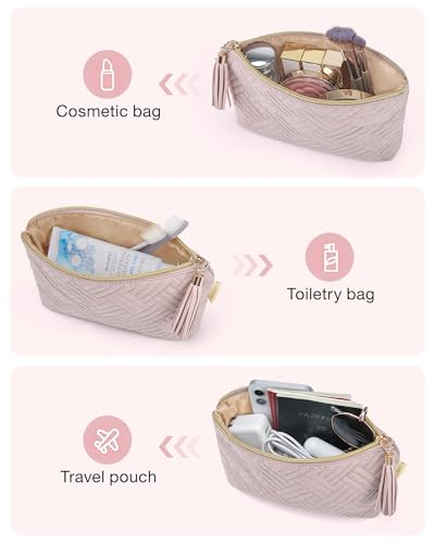 BAGSMART Small Makeup Bag for Women, Quilted Cosmetic Pouch