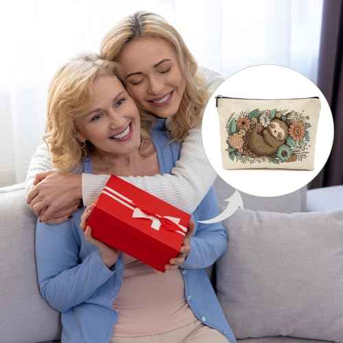 Cute Sloth Makeup Bag Sloth Gifts Cosmetic Bag Sloth Stuff Animal Lover Gifts for Women Girls Friend Daughter Sloth Gift Travel Organizer Zipper Pouch Graduation Birthday Friendship Gifts