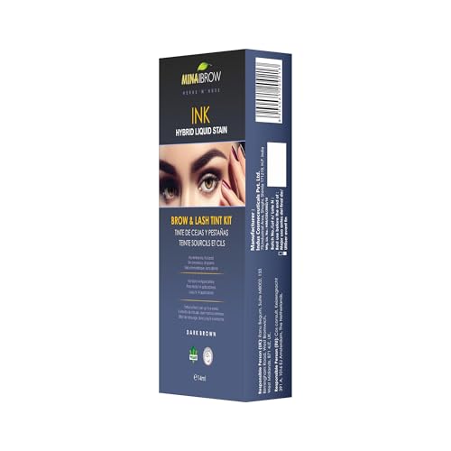 Mina iBrow INK Hybrid Liquid Tint Kit for Professional Hair Color, 14ml - Dark Brown