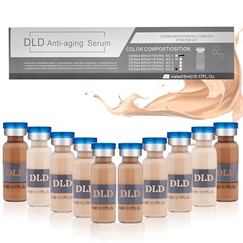 Facial Glow Starter Kit Pigment Serum Combined With Niacinamide and Peptides to Even Skin Tone DLD Anti-Aging Serum Pigment Set for Skin Treatment, 10 Vial 5 Color Changing Foundation