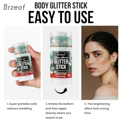 Brzeaf Body Glitter Stick - Long-Lasting Rave & Festival Makeup