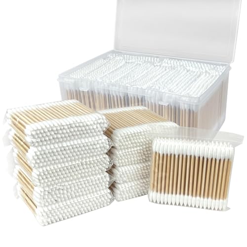 Garrelett 1000 Count Double Tip Pointed Cotton Swabs - Organic Bamboo Makeup & Art Tools