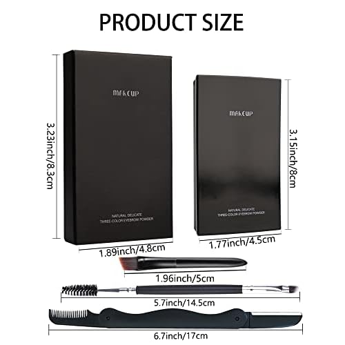 Eyebrow Powder Makeup Kit-3 Colors Eye Brow Powder Palette Long-Lasting Waterproof, Black Brown Series Brow Powder, Fill & Sculpt Full Eyebrows for Women, With Mirror, Brow Brush & Razor-Set 01