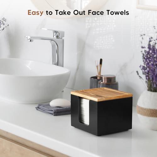 Wooden Face Towel Holder Box - Makeup Organizer for Bathroom