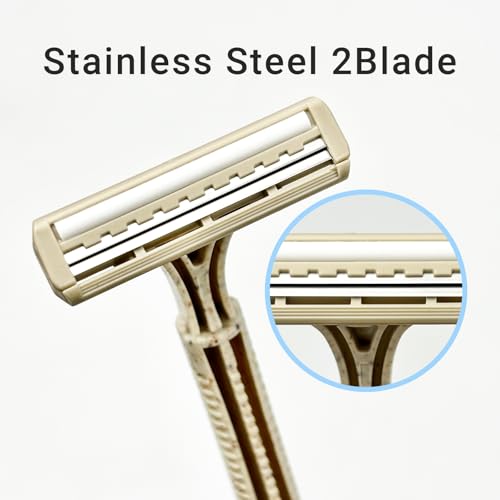 Disposable Shave Kit for Men &Women - 100 Pcs Wheat Straw Razors and Cream Bulk, Individually Wrapped Portable Toiletries Amenities for Hotel, Airbnb, Homeless, Shelter, Charity, Camping and Travel