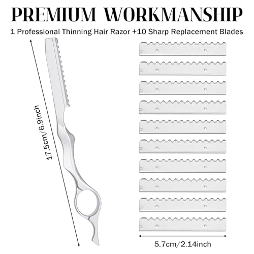 Hair Thinning Razor Kit 6.9" - 10 Replacement Blades