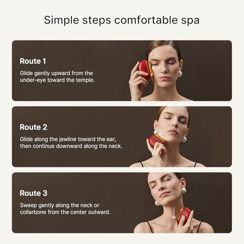 ZDEER Electric Gua Sha Facial Care Set ? Heated Brass Face & Neck Massager with Red Light Therapy & Soothing Vibration, Includes 2 ¡¿ 10ml Massage Oils for Face & Body Care