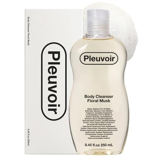 Pleuvoir Luxury Perfume Body Wash Floral Musk - French MANE Fragrance (Tuberose, Iris & Musk) -Rich Moisturizing Foam with 8 Types Hyaluronic Acid, Ceramides, Shower Gel for Dry Skin 8.45 fl.oz