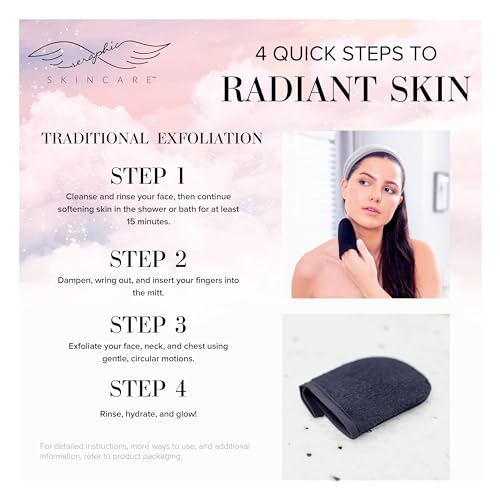 Seraphic Skincare Dual-Sided Exfoliating Facial Mitt & Face Scrubber
