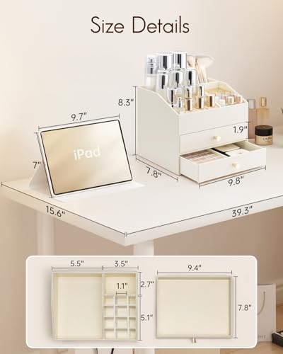 VLANDO 3-Layer Makeup Organizer with Drawers & Lipstick Holder