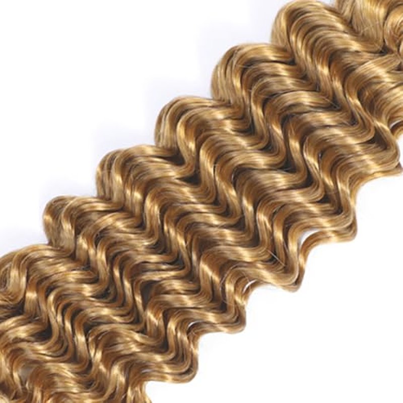 #27 Honey Blonde Deep Wave Human Hair Bundles 22 inch