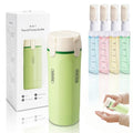 TISOFU 4-in-1 Green Travel Dispenser Bottle, Leak-Proof Refillable Toiletry Container for Shampoo, Conditioner, Shower Gel, Compact & Portable