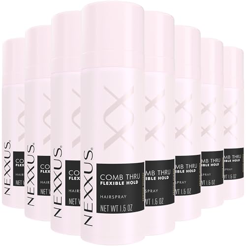 Nexxus Travel Hairspray, Comb Thru Flexible Hold 8-Pack ? 72-Hour Anti-Humidity Shield, 48-Hour Frizz Control, Rose Fragrance, 1.5 Oz Ea