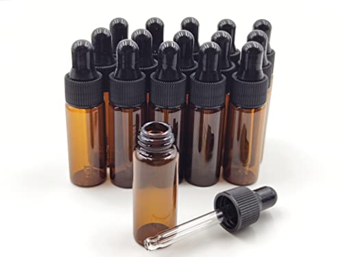 15-Pack 5ml Amber Glass Dropper Bottles for Essential Oils