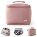 KUSSHI Neoprene Train Case Makeup Bag - Washable Makeup Travel Bag & Vanity Case for Stress Free Travel (Small, Mauve/Stone)